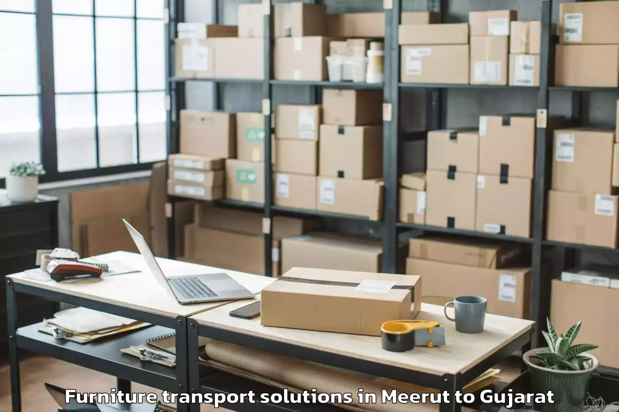 Professional Meerut to Khambha Furniture Transport Solutions